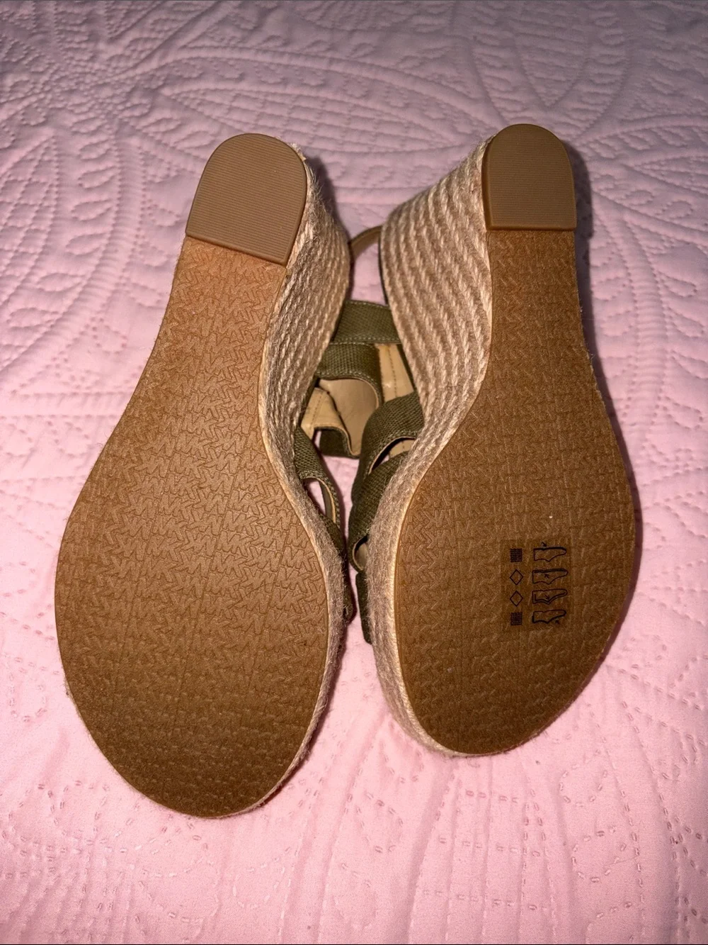 MICHAEL Michael Kors Olive Canvas Espadrille Wedge Sandals